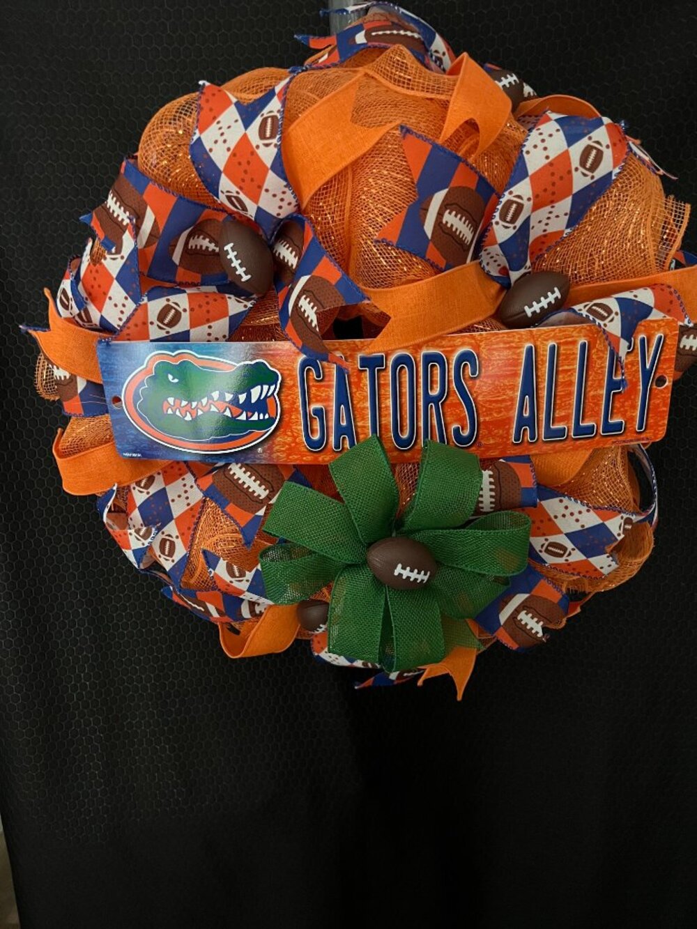 Florida Gators Alley Deco Mesh Football Wreath